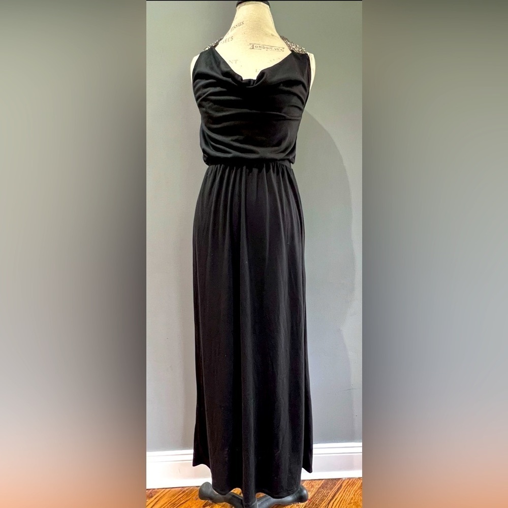 NWT Tinley Road Maxi Dress Size Small BK Silver Beaded Shoulders Halter …